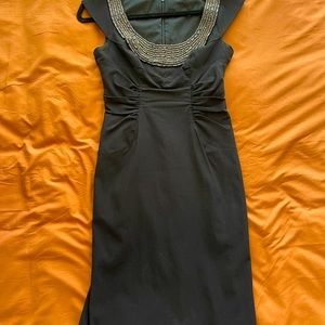 House of Harlow Black Midi Beaded Dress